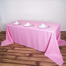 PINK Polyester 90x156" Rectangle TABLECLOTHS Wedding Party Home Linens SALE