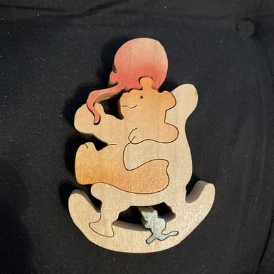 Teddy Bear Mouse Balloon Rocker Monkey Puzzle Wood Handmade England Carol Leith