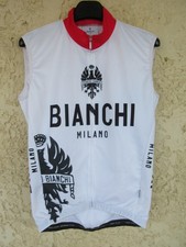 Maillot cycliste BIANCHI MILANO blanc sans manche cycling shirt maglia L