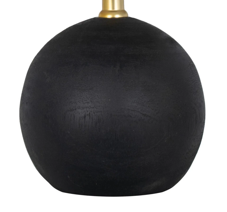 Mainstays 12.5” Mini Black Wood Ball Table Lamp with White Fabric Shade - Image 3 of 4
