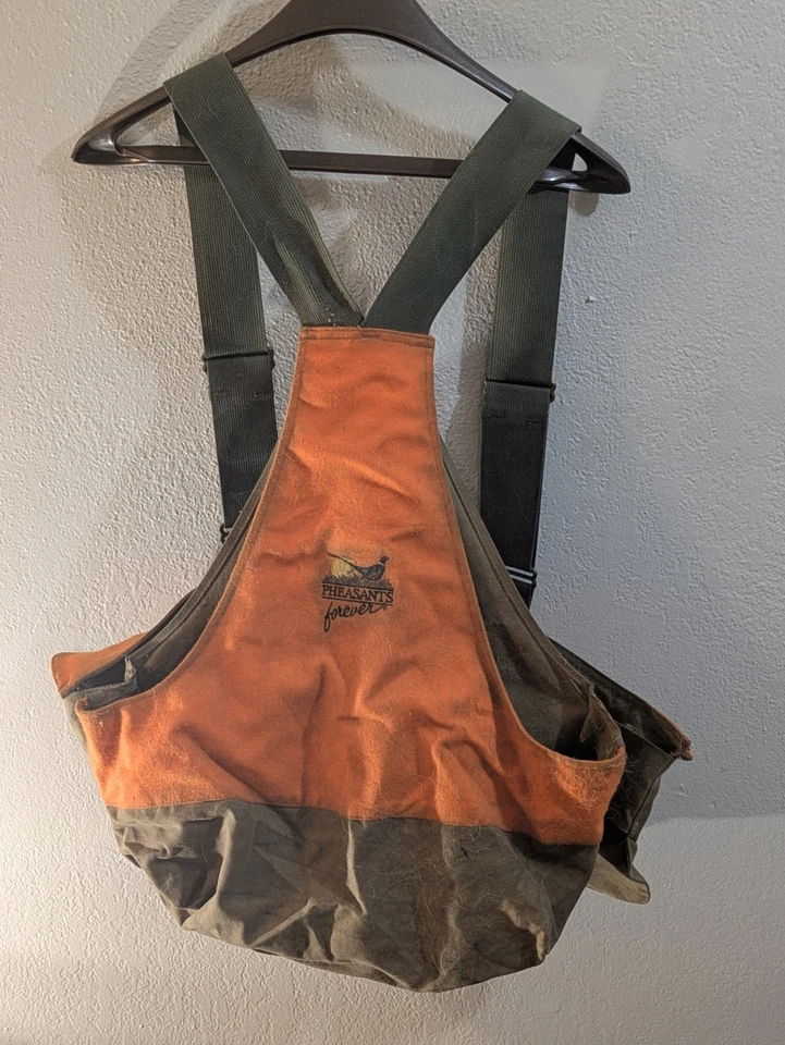 Chaleco de caza FILSON vintage naranja brillante y correa de tela de hojalata Foto 3 de 3