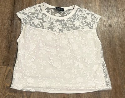 Laundry By Shelli Segal Women s Light Pink Sheer Lace Size L/G Short Sleeve