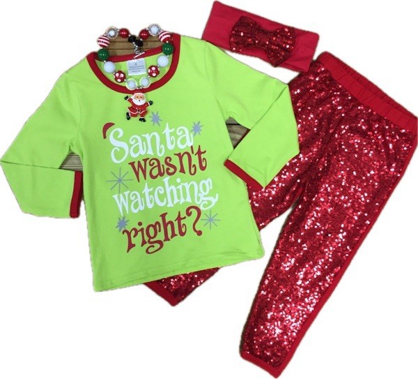 Girls 18-24M Santa Wasn’t Watching Right Girl’s Christmas Outfit