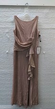 New Betsy  Adam Stunning Evening Gown Silver With Rose Shimmer Sz 14