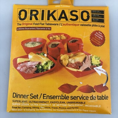 New Orikaso Fold Flat Tableware Dinner Set Plate Bowl Camping Hiking Backpack