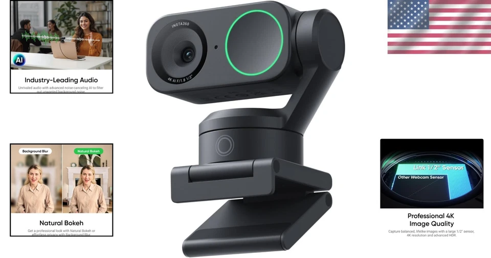 4K HD Webcam for PC/Mac with AI Noise-Canceling Mic and Multi-Platform Support - Image 2 of 4