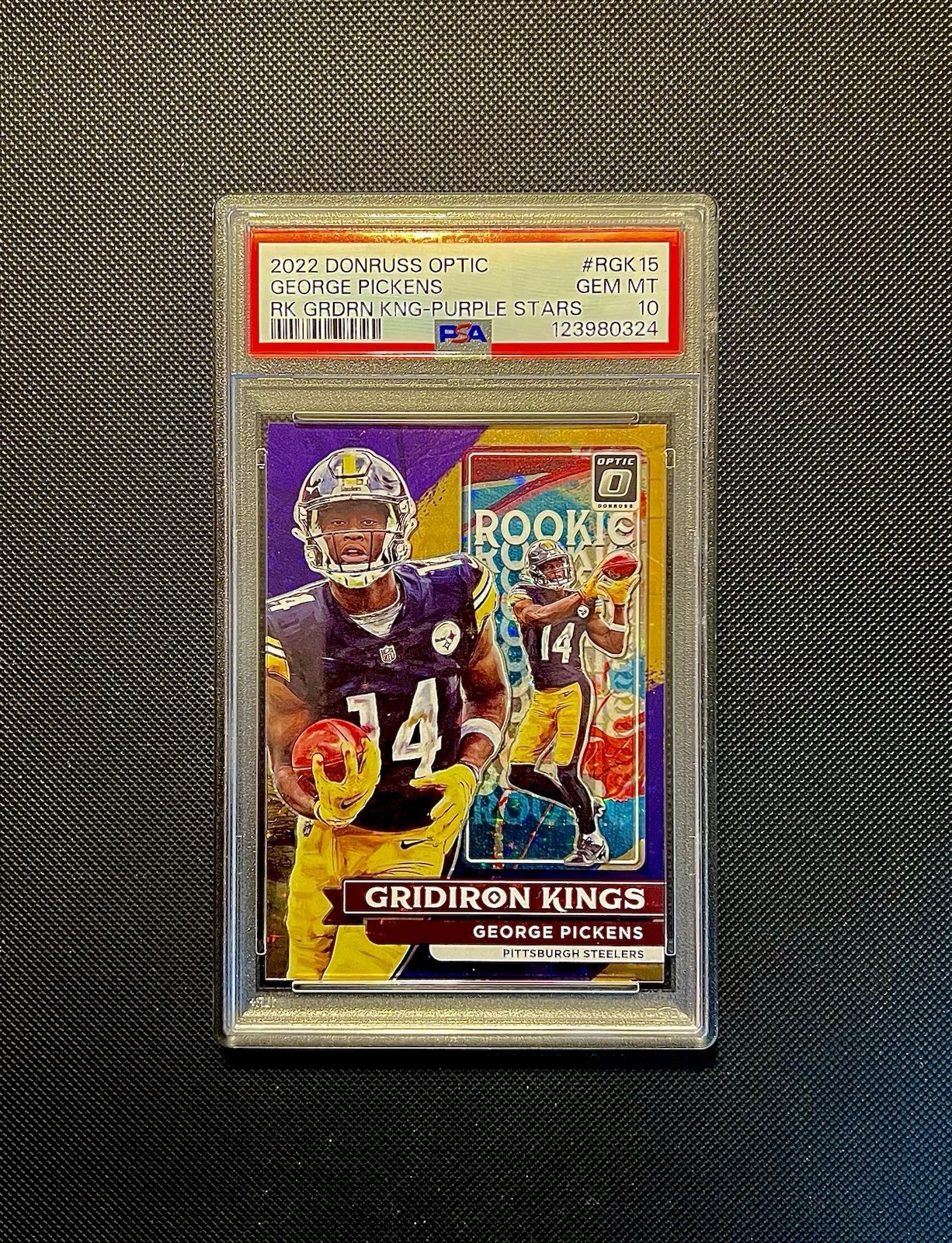 2022 Panini Donruss Optic Rookie Gridiron Kings George Pickens Purple Stars /25