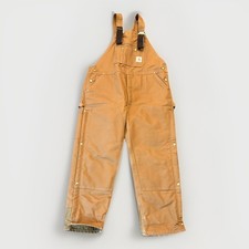 Carhartt Insulated Double Knee Bib Canvas Overalls Mens Size 44x30 Brown R41 BRN