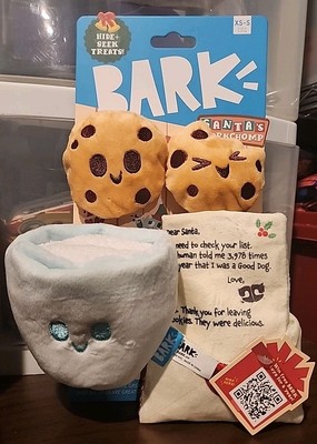 Bark Christmas Santa's Workchomp Hide Seek Toy 4 Piece Set XS-S 0-20lbs Dogs New