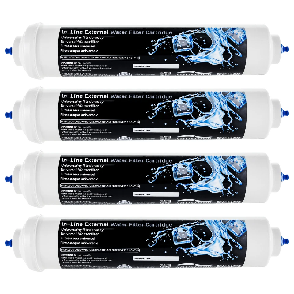 AQUALOGIS 4x Inline Außen Wasserfilter kompatibel mit Samsung LG Daewoo Beko Kühlschrank