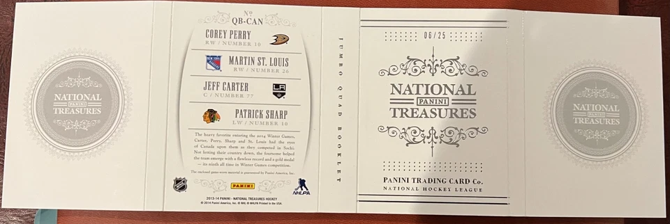 Perry/St. Louis/Carter/Sharp National Treasures Quad Booklet /25 2013-14 Panini - Image 2 of 4