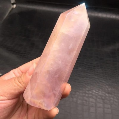 Aura Angel Natural Rose Quartz Crystal Carved Points Tower Healing Decorate 1Pc
