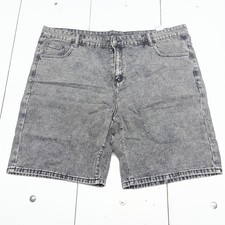 Manfinity Denim Shorts Mens 3XL Gray Acid Wash Relaxed Fit Stretch Bermuda
