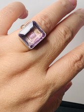Vintage Natural Amethyst 925 Sterling Silver Ring Princess Cut Handcrafted sz6.5