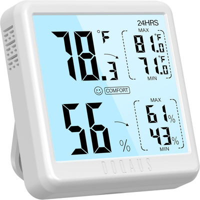 DOQAUS Digital Hygrometer Indoor Thermometer for House, Room White 