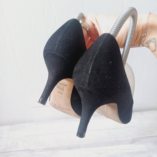 Zapatos L K Bennett Reino Unido Talla 4.5 Negro Gamuza Stiletto Corte Tacones Sin Cordones Cuero - Imagen 8 de 13