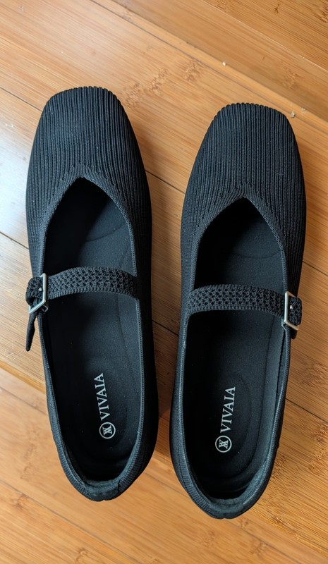 Women's Vivía Flat Shoes Square Toe Mary Jane Black Size 40.5 US 9