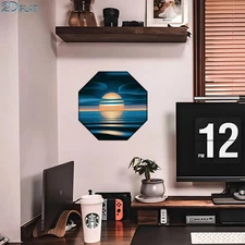 Abstract Sunset Over Ocean Tin Sign, Modern Style