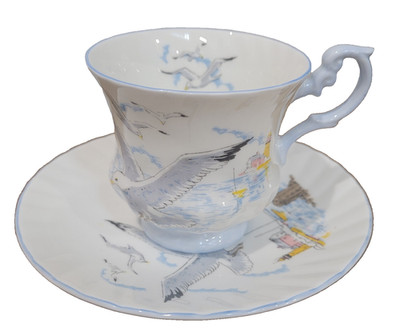 Rosina Centenary Dear Queens Fine Bone China Tea Cup And Saucer Seagull Design