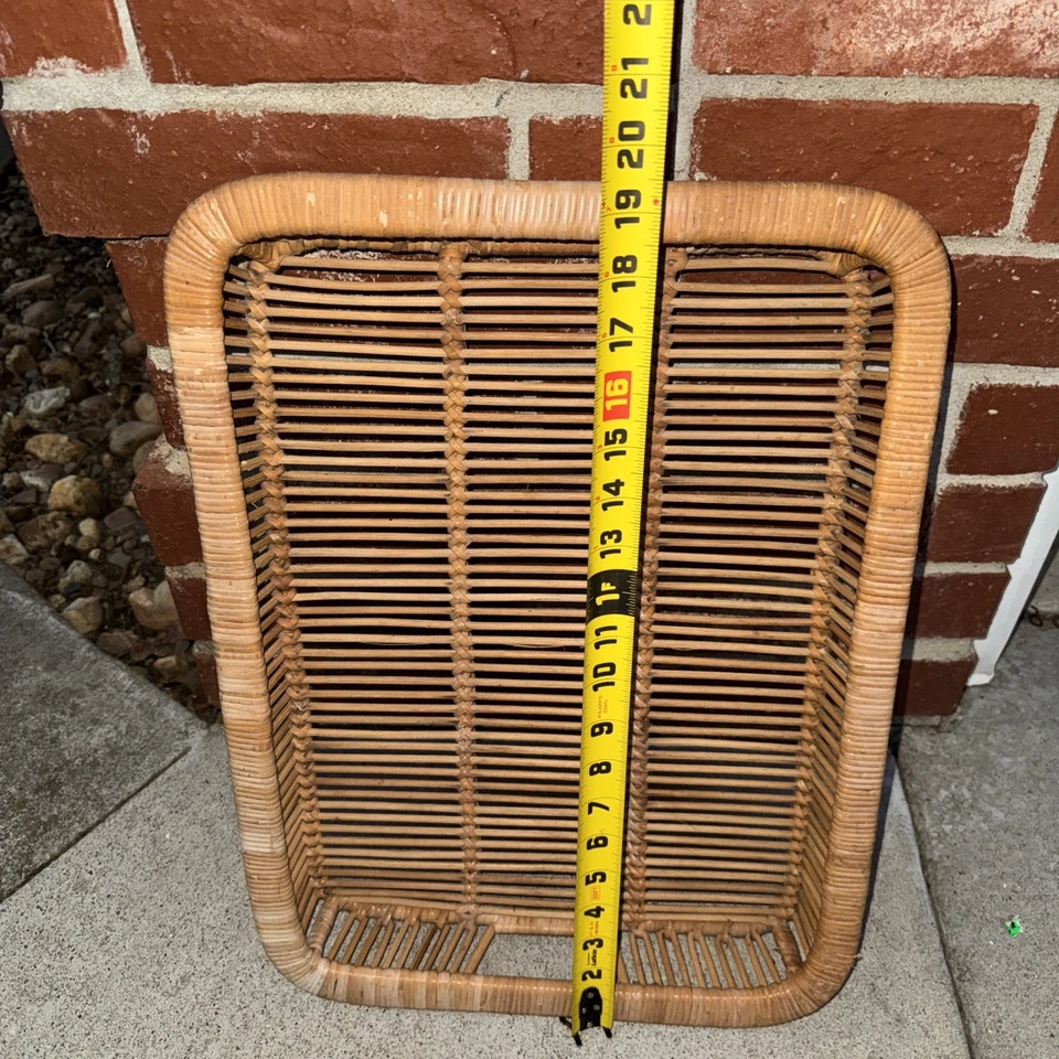 Bandeja para servir MCM danesa de ratán Artek 1960 moderna elegante boho bambú vintage Foto 2 de 4