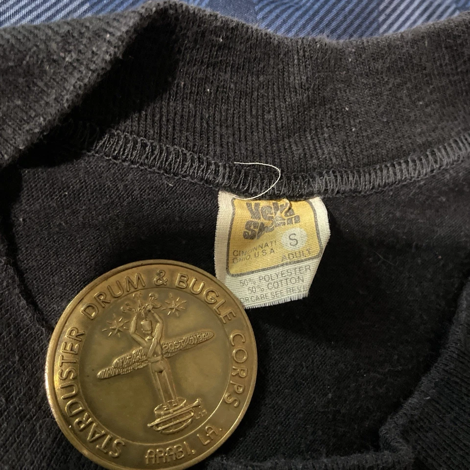 Verdadero Vintage Brillo Velva de una sola puntada años 70/80 Society of P.O.E.T.S. Camiseta Foto 3 de 4