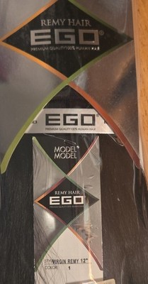 EGO Virgin Remy Straight Human Hair Weft Extensions 12in Black 10pc