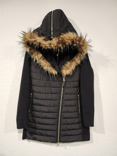 Calvin Klein Performance Women’s XL Black Quilted Coat Faux Fur Hood Water Repel - Picture 2 of 13
