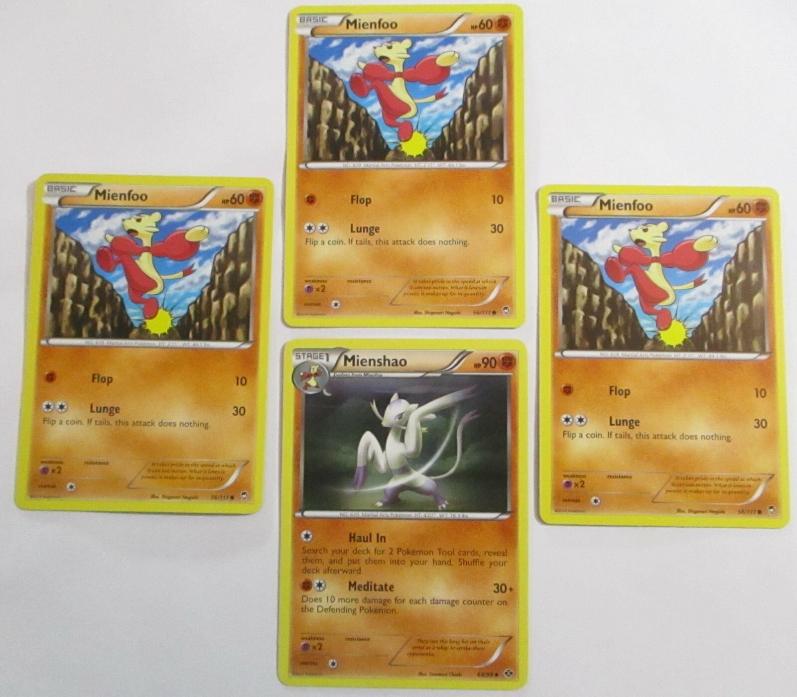 Mienfoo 56/111 x3 Mienshao 68/99 4 Pokemon Card Various Set No Dups