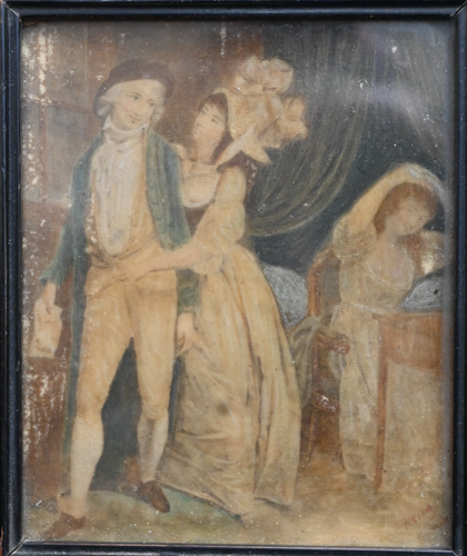 Antique 18th century painted miniature with love scene - Picture 2 of 4