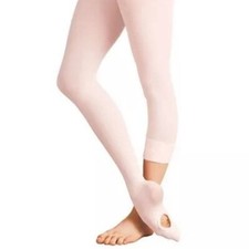 Body Wrappers Convertible Tights Girls M/L Ballet Pink Supplex Lycra NWT Dance