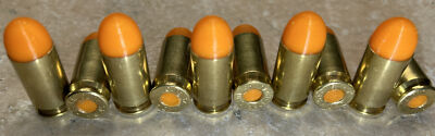 45 ACP SNAP CAPS  SET OF 10 BRASS WITH BRIGHT ORANGE PRIMER &  BULLET  TRAINING