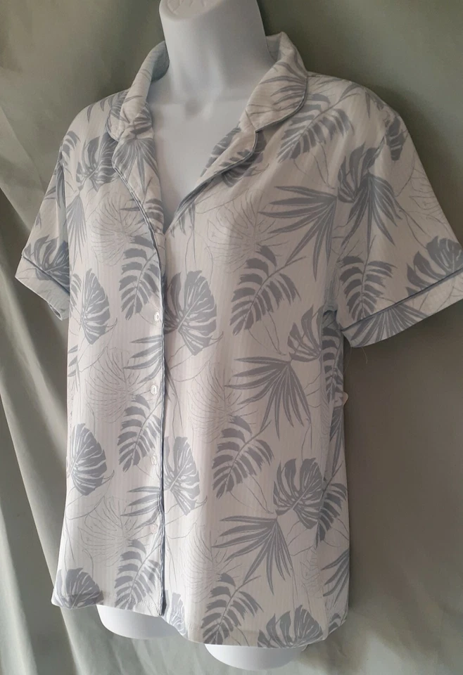 Conjunto de Pijama Flora Nikrooz Azul Blanco Floral Pantalones Cortos Manga Gorra Top XL 50" BUSTO Foto 2 de 4