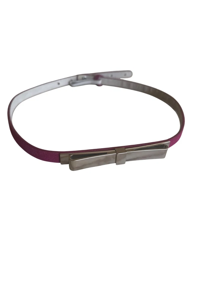 White House Black Market Purple Leather Belt With Silver Bow Buckle - Image 3 of 3