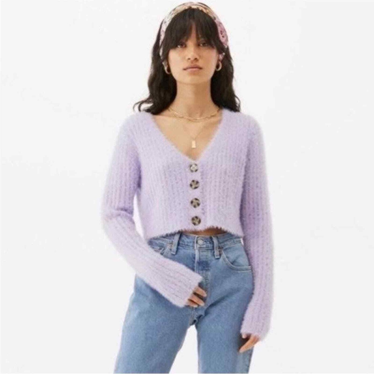 Urban Outfitters Lavender Purple Soft Eyelash Ribbed Cropped