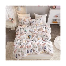 Ivellow Twin Duvet Cover Kids 100 Cotton Butterfly White for Cute Bedding Se...