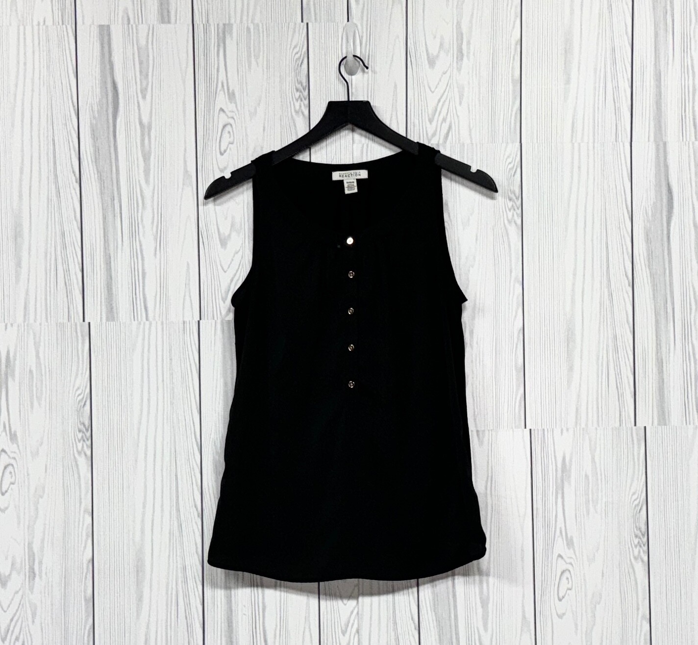 Kenneth Cole Reaction sleeveless top womens size medium solid black blouse