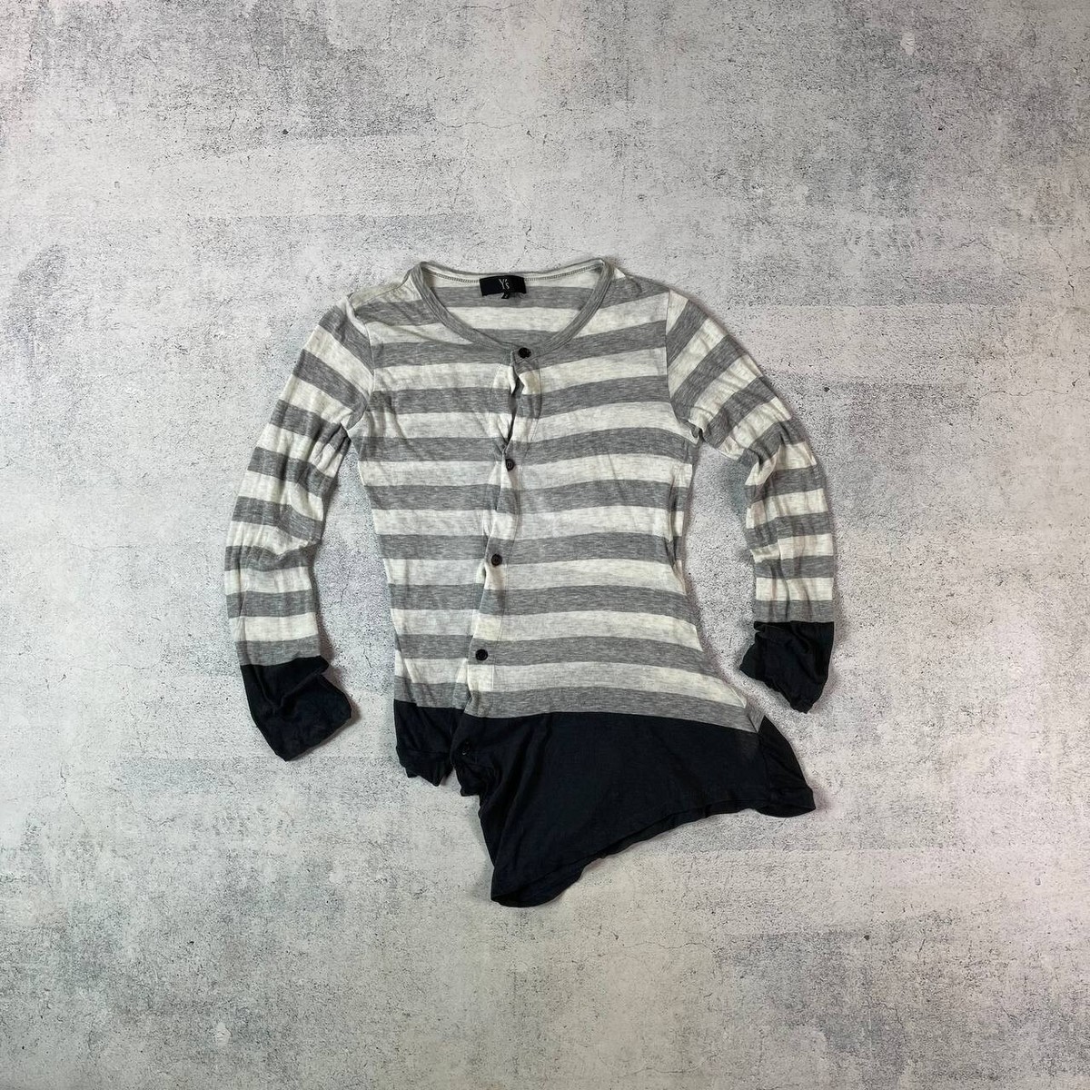 Yohji Yamamoto Y's Striped Asymmetric Button Cardigan Blouse Japan