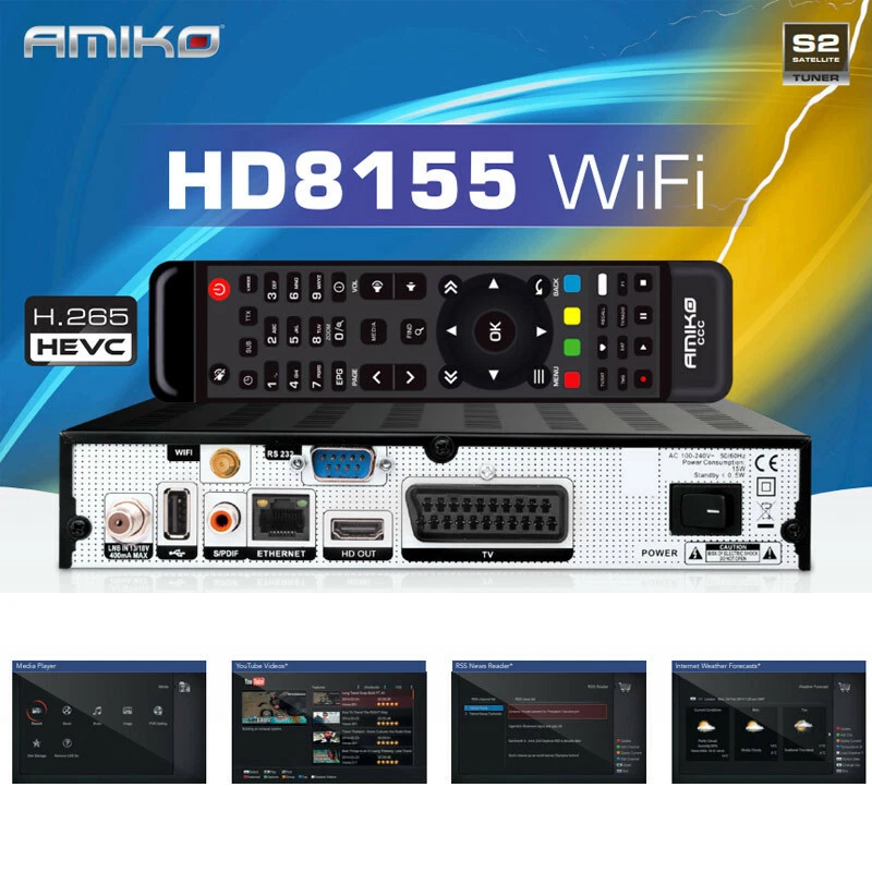 AMIKO 8165 Wifi Wlan Sat Receiver mit Hdmi und Scart Kartenleser ASTRA 19.2 - Bild 2 von 3
