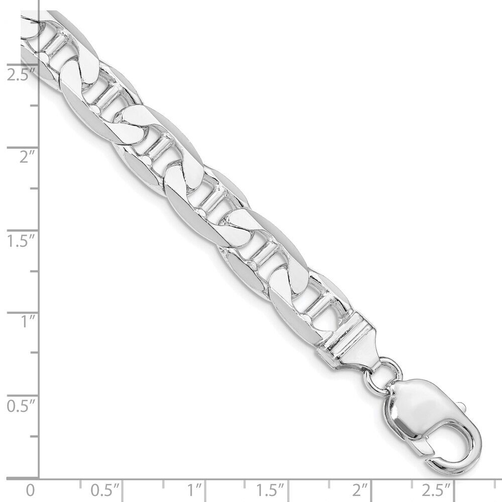 Sterling Silver 9.5mm Flat Anchor Chain Bracelet for Womens Sterling Silver 9.5mm Flat Anchor Chain Bracelet for Womens