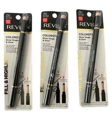 3 Packs Of Revlon Colorstay Brow Shape and Glow - 0.05oz (250 Soft Black)