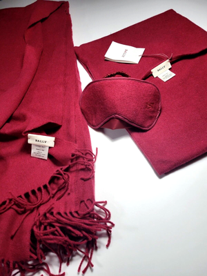 NWT*BALLY*Blanket/ Pillow case/Sleeping Mask SET*Rare*Wool 