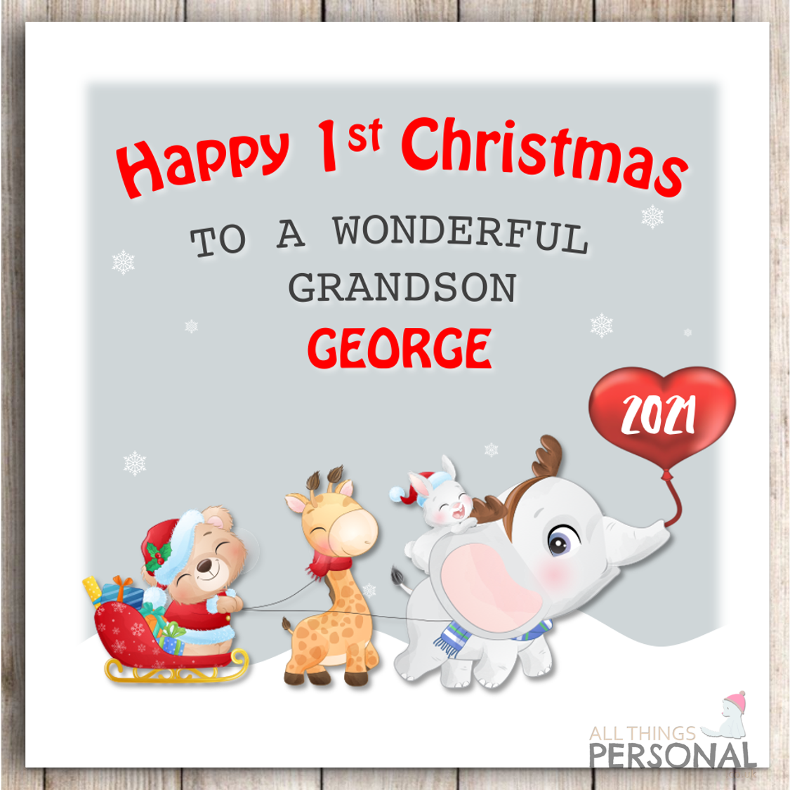 Personalised First Christmas Card for Grandson Son Daughter Nephew Niece Baby