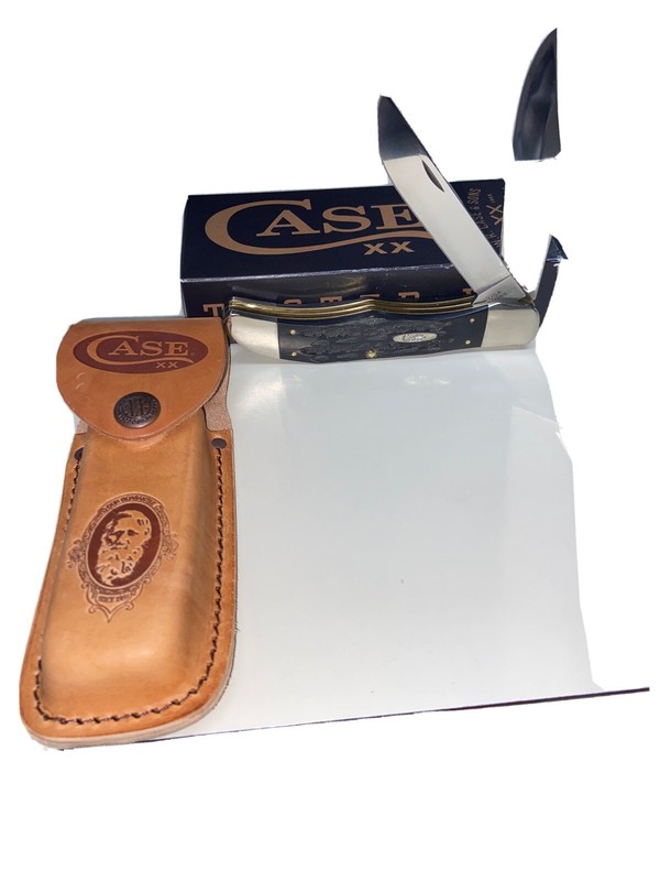 CASE XX #65030 BUFFALO HORN JIG LARGE FOLDING HUNTER SS WITH SHEATH