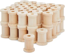 50 Pack Empty Wooden Thread Spools for Arts and Crafts (0.75 X 1 In, 0.6 Cm Open