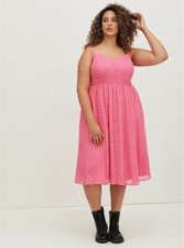 Torrid Chiffon Dress Pink Heart Button Front Midi NWT New 0X