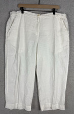 FLAX Pants Womens Cream Beige 100 Linen Wide Leg Crop Minimalist