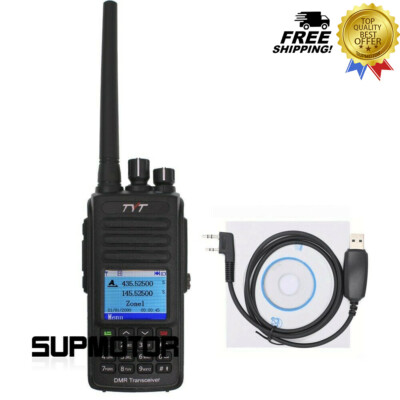 TYT MD-UV390 DMR Radio Station Dual Band Time Slot Walkie Talkie w/USB Cable