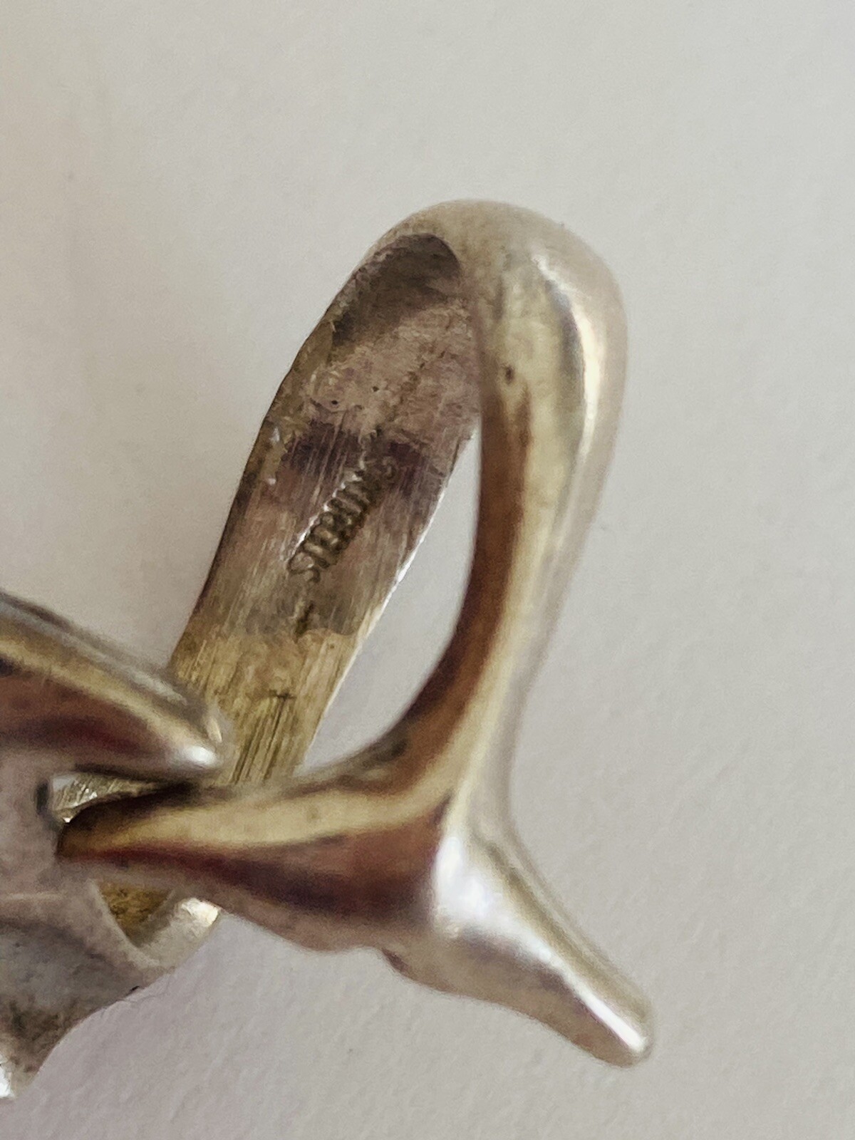 Vintage Solid Sterling Silver Dolphin Bypass Ring… - image 7