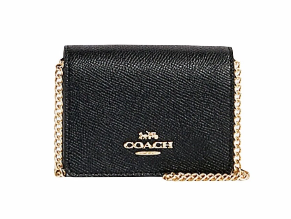 Coach Mini Leather Wallet On a Chain - Black (C0059) 195031081231