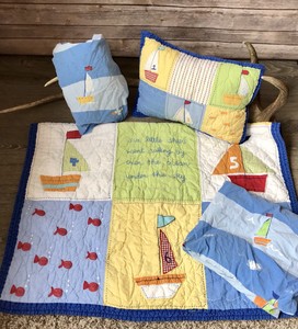 Pottery Barn Kids Baby Boats Sailboat Nautical Crib Quilt Baby